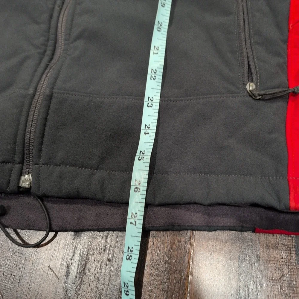 The North‎ Face Mens Jacket Gray Red Full Zip Fleece Lined Activewear Size L
